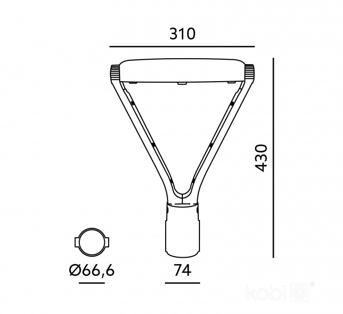 Lampa parkowa LED NEXPARK G2 30W/40W/60W 3CCT IP66 wymiary