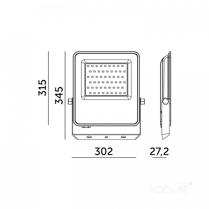 Naświetlacz LED 200W 4000K Kobi Pro ULSAN IP65 wymiary