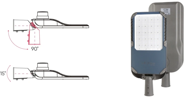 Lampa uliczna 150W CCT LED Line PRIME CAMINO widok na uchwyt