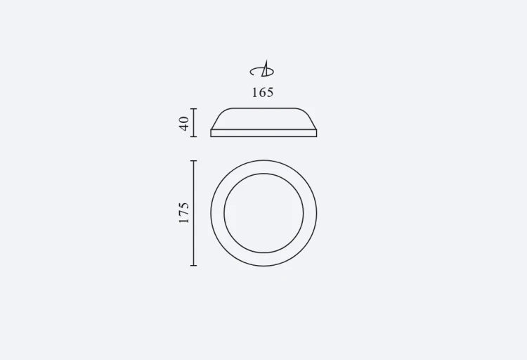 Lampa downlight 24W 3CCT LED line PRIME CALMOS Ø175mm IP54 wymiary