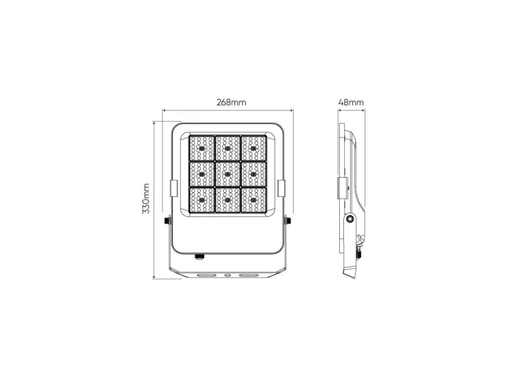 Naświetlacz 100W 3CCT LED line PRIME Floodlight 120° wymiary