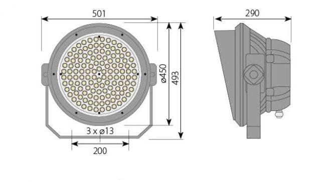 Lampa naświetlacz reflektor 400W AreaLamp VOX LED wymiary
